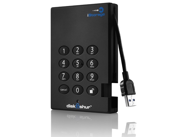 iStorage diskAshur 500GB USB 3.0 256-bit Encrypted Portable External Hard Drive