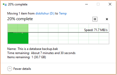 diskAshur to C large file copy